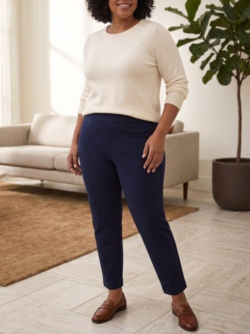 Soft Surroundings Navy Metro Slim Leg Ankle Pull On Pants Stretch Plus Size 2X